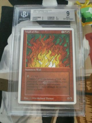 Wall Of Fire - Bgs Graded 9,  Summer Rare Red Iconic Oddity Mtg Magic