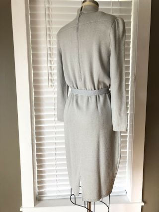 Vintage 1980 ' s St.  John Knits Grey Dress Santana Knit Rhinestone Designer XS 5