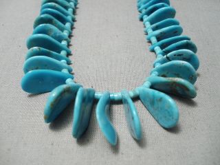 ONE OF THE FINEST VINTAGE NAVAJO TEARDROP TURQUOISE STERLING SILVER NECKLACE OLD 2