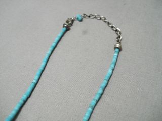 ONE OF THE FINEST VINTAGE NAVAJO TEARDROP TURQUOISE STERLING SILVER NECKLACE OLD 6