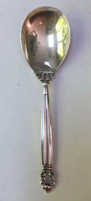 Georg Jensen Acorn Pattern - Sterling Silver Serving Spoon Denmark 9”