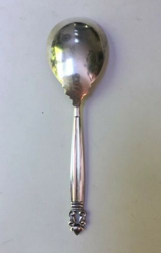 Georg Jensen Acorn Pattern - Sterling Silver Serving Spoon Denmark 9” 2