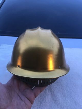 Vintage Bullard 502 Hard Boil Gold Aluminum Metal Hard Hat LQQK 3