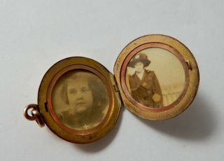 Antique Victorian Gold Filled Crystal Bird Locket Necklace Pendant M912 2
