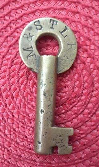 Rare Antique Vintage Brass Barrel Key Stamped M&stl By Slammer