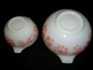 Vintage Pyrex Pink & White GOOSEBERRY Cinderella Nesting Mixing Bowls 5