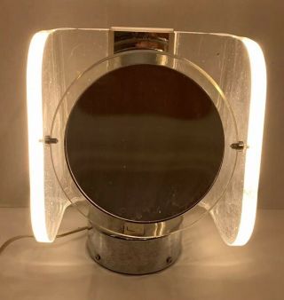 Vintage Retro Mid Century Lucite Lighted Double Sided Mirror By Rialto Rare