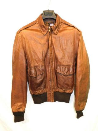 Vtg Us Army Air Force 40 A - 2 Brown Leather Flight Bomber Jacket Flight Suits Ltd
