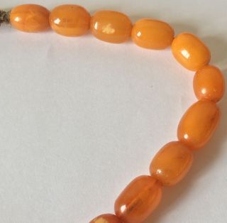 antique EGG YOLK BUTTERSCOTCH chunky AMBER BEAD NECKLACE 41g 1.  5cm beads 2