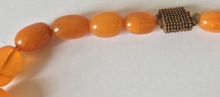 antique EGG YOLK BUTTERSCOTCH chunky AMBER BEAD NECKLACE 41g 1.  5cm beads 3