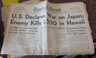 Wwii Washington Dc Newspaper,  Pearl Harbor Attack