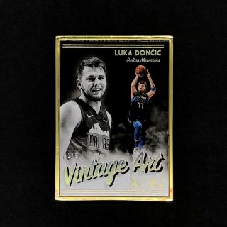 2018 - 19 Panini Noir Basketball Vintage Art Gold Metal Frame Luka Doncic 1/9 Fotl