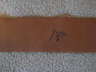 Ace Vintage 3 1/2 Inches Wide Tan Leather Guitar Strap Lightening Bolt Ace Logo