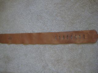 Ace Vintage 3 1/2 inches Wide Tan Leather Guitar Strap Lightening Bolt Ace Logo 2