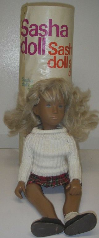 Vintage Sasha Doll Blonde Blue Eyes Jointed 16 " Outfit Tube England