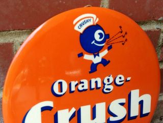Rare Vintage Orange Crush “Crushy” Celluloid Advertising Soda Sign 1945 2
