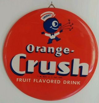 Rare Vintage Orange Crush “Crushy” Celluloid Advertising Soda Sign 1945 8