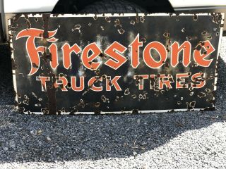 Very Rare Firestone Truck Tires Dealer Sign - 60x30 (porcelain)
