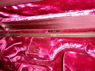 JAEGER Vintage 1960 ' s Leather Violin Case with Cover Brown 5