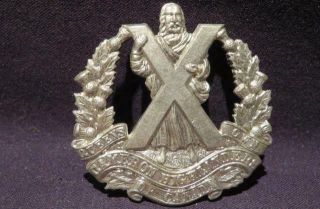 Queens Own Cameron Highlanders Of Canada Wwii Era Birks White Metal Cap Badge