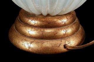 VINTAGE RIBBED WHITE OPALESCENT ITALIAN MURANO ART GLASS TABLE LAMP SEGUSO ITALY 5