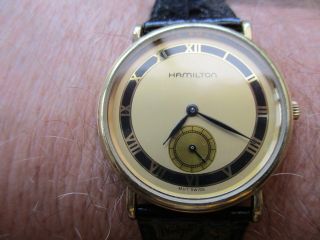 mens vintage hamilton quartz watch and has leaflet,  running rare 3