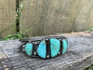 Vintage Sterling Silver Navajo Turquoise Native American Cuff Bracelet Jewelry