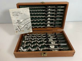 Vintage 1960s Irwin Auger Wood Bit Set 13 Pc In Wood Case Woodworking Usa Made