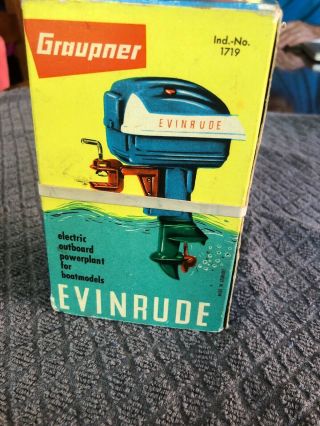 Vintage Toy Outboard Evinrude Boat Motor W/box 1950’s Groupner Model Germany
