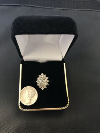 Diamond Cluster Ring - 14k White Gold Size 4.  5 Women ' s Vintage 3