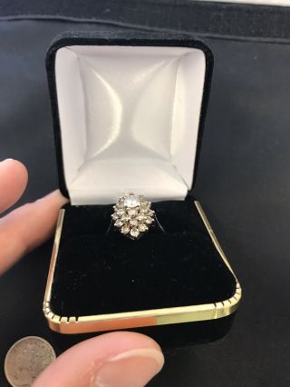 Diamond Cluster Ring - 14k White Gold Size 4.  5 Women ' s Vintage 4