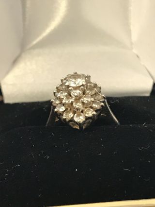 Diamond Cluster Ring - 14k White Gold Size 4.  5 Women ' s Vintage 5