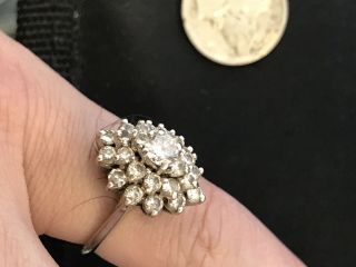 Diamond Cluster Ring - 14k White Gold Size 4.  5 Women ' s Vintage 6