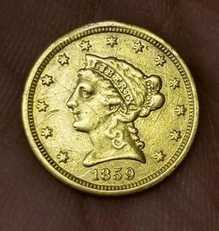 Antique 1859 $2 1/2 Quarter Eagle Gold Coin