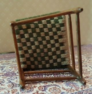 Dollhouse miniature artisan made wood slat back Shaker chair w/woven seat 7