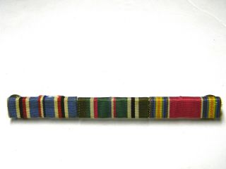 Vintage World War Ii Military Uniform 3 Ribbon Stripes Red Green Blue Bar Pin