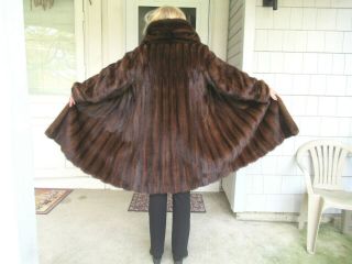 Vintage Swing Mahogany Mink Coat W/ Directional Sleeves And Cuffs Size L/xl