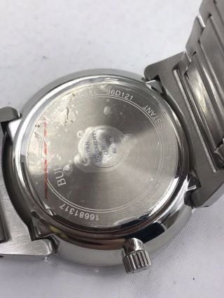 Bulova Mens Diamond Quartz Stainless Steel Watch $350 41mm 96D121 C8343048 7