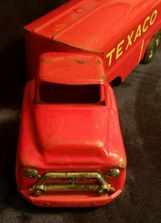 Vintage 1950 ' s Buddy L Pressed Steel Red Texaco GMC 550 Gas Tanker Truck Toy 6