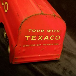 Vintage 1950 ' s Buddy L Pressed Steel Red Texaco GMC 550 Gas Tanker Truck Toy 7