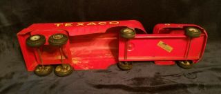 Vintage 1950 ' s Buddy L Pressed Steel Red Texaco GMC 550 Gas Tanker Truck Toy 8