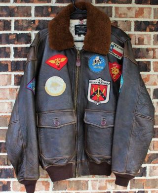Vintage Avirex Type G - 1 Top Gun Brown Leather Flight Bomber Jacket Coat Size Xl