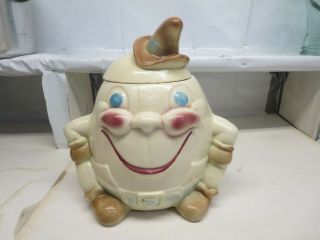 Brush Crazing Humpty Dumpty With Peaked Hat Vintage Cookie Jar Marked W29 Usa