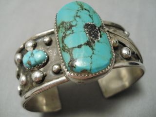 Quality Vintage Navajo Spiderweb Turquoise Sterling Silver Bracelet Old