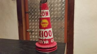 Vintage Oil Bottle Tin Top Pourer 20w Shell X100 Motor Oil