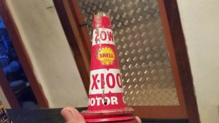 vintage oil bottle tin top pourer 20w shell x100 motor oil 2