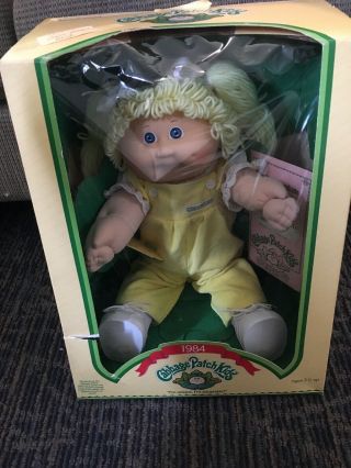 Vintage Cabbage Patch Doll 1984 - Yellow/blonde Hair Blue Eyes -