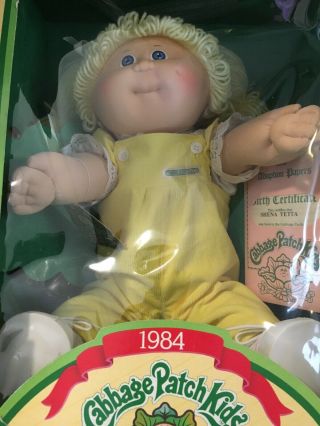 Vintage Cabbage Patch Doll 1984 - Yellow/Blonde Hair Blue Eyes - 6