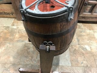 Antique STAR Wooden Barrel Butter Churn With Stand 3