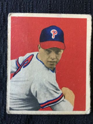 1949 Bowman Robin Roberts Rookie Baseball Card Wear Vintage